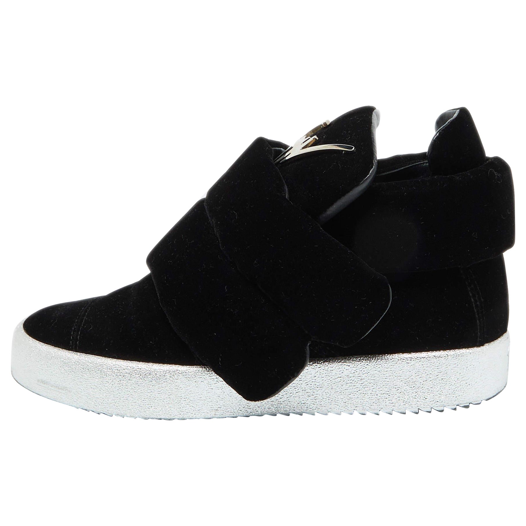 Giuseppe Zanotti - Velluto nero con doppio cinturino in velcro - Scarpe da ginnastica alte 43