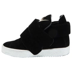 Giuseppe Zanotti Black Velvet Double Velcro Strap High Top Sneakers Size 43