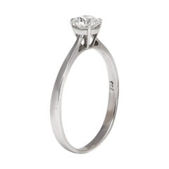 Solitare Diamond 0.62 ct 18k White Gold Wedding Ring Size 61