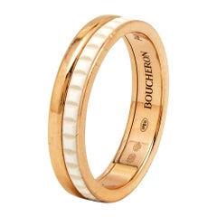 Boucheron Quatre White Edition Ceramic 18k Rose Gold Ring Size 50