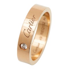 Cartier C De Cartier Diamond 18k Rose Gold Wedding Band Ring Size 49
