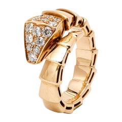 Bvlgari Serpenti Viper Diamond 18k Rose Gold Ring SIze 51
