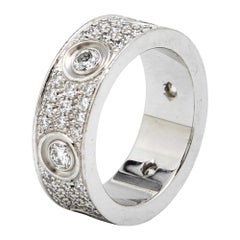 Cartier Love Diamonds 18k White Gold Ring Size 49