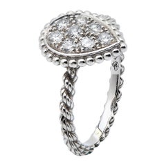 Boucheron Serpent Boheme Diamonds 18k White Gold S Motif Ring Size 51