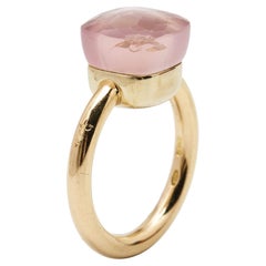 Pomellato Nudo Pink Quartz 18k Rose Gold Ring Size 51
