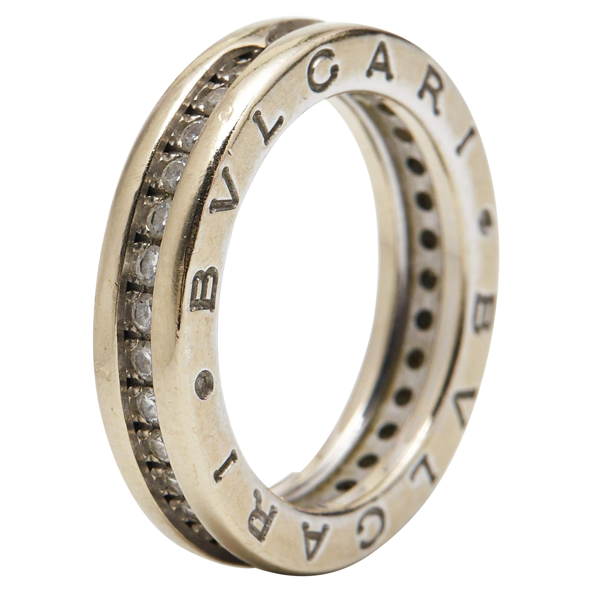 Bvlgari B.Zero1 1-Band Diamond 18k White Gold Band Ring 50