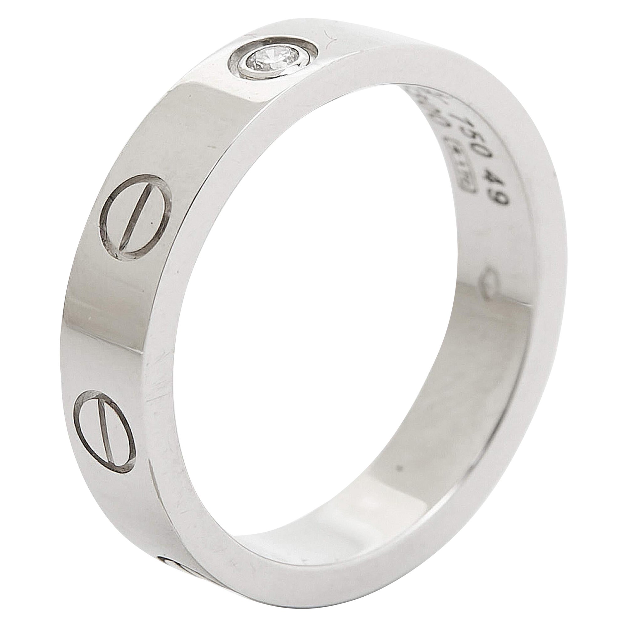 Cartier Love 1 Diamante Oro Blanco 18K Alianza Estrecha Talla 49