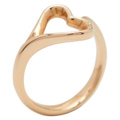 Tiffany & Co. Elsa Peretti 18K Yellow Gold Open Heart Ring Size 50