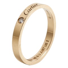 Cartier C De Cartier Diamond 18k Rose Gold Wedding Band Ring Size 60