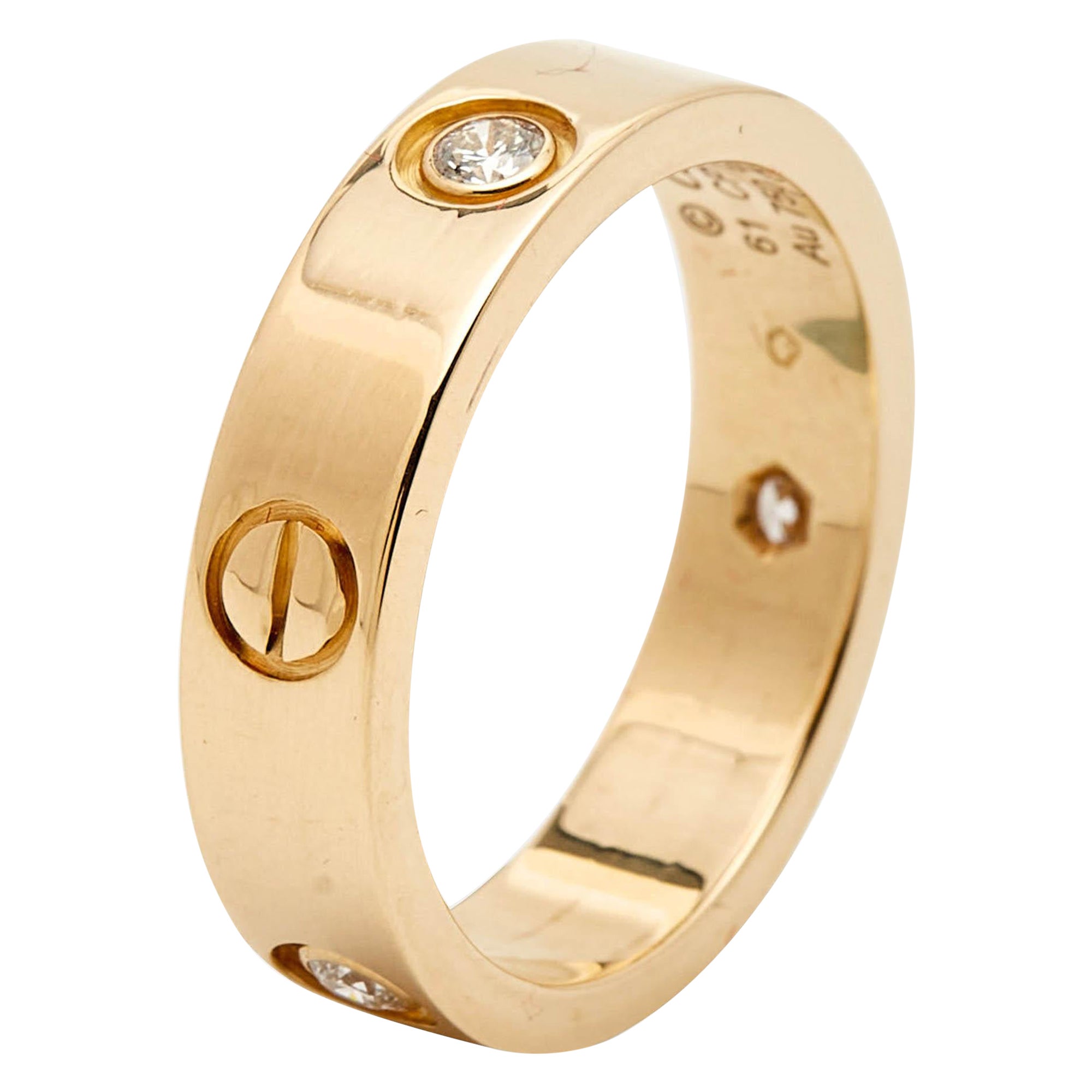 Anillo Cartier Love 3 Diamantes Oro Amarillo 18k Talla 61