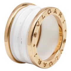 Bvlgari B.Zero1 4-Band Ceramic 18k Rose Gold Ring Size 51