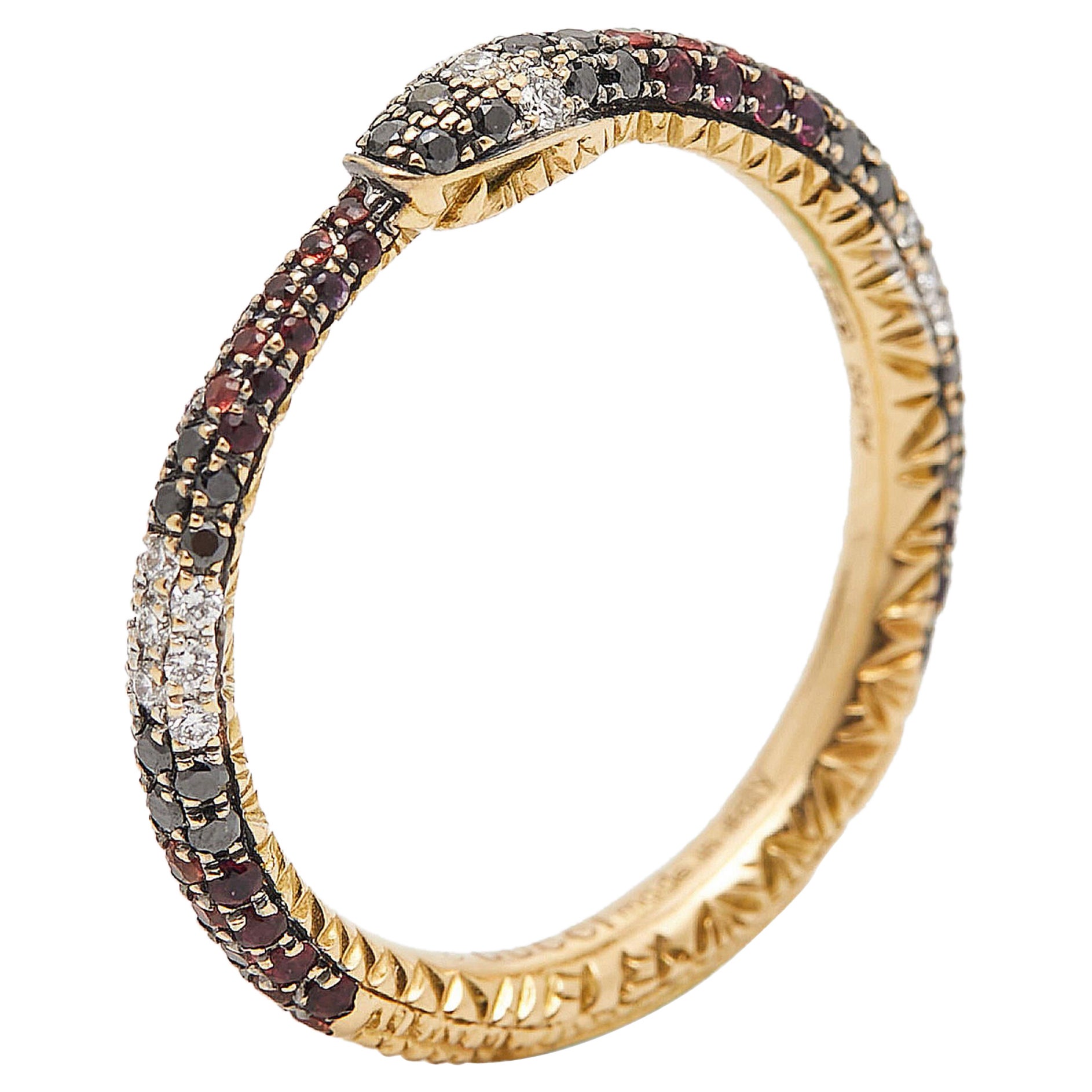 Gucci Ouroboros Multi Gemstone 18k Yellow Gold Ring Size 52