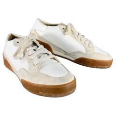 STELLA McCARTNEY Size 11 White Cream Two Toned Faux Leather Platform Sneakers