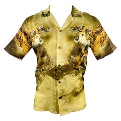 DRIES VAN NOTEN Size M Yellow Olive Tiger Short Sleeve Shirt
