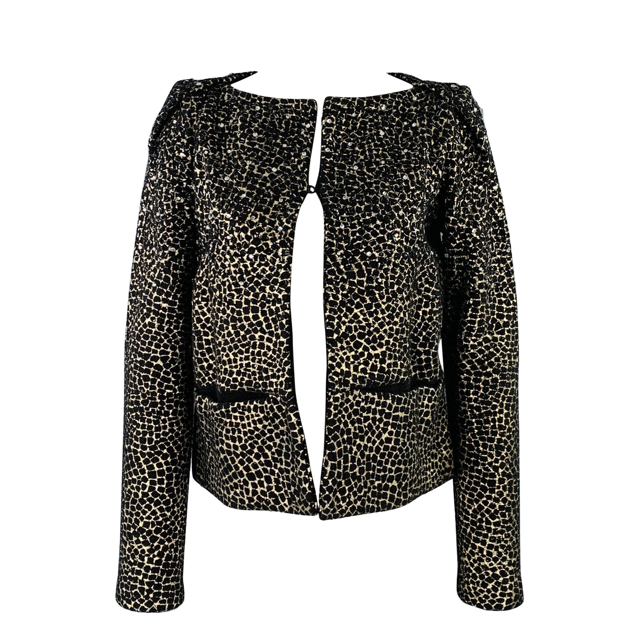 Diane von Furstenberg Giacca Blazer in lana nera e oro Taglia S Joele in vendita