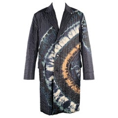 DRIES VAN NOTEN Size 40 Black Multi Color Tie Dye Quilted Coat