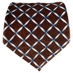 BVLGARI Cravate en soie The Window Brown Blue