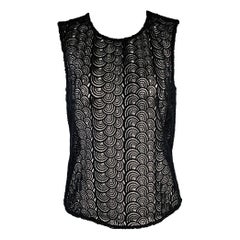 DIANE VON FURSTENBERG Size 4 Black Circles Sleeveless Casual Top