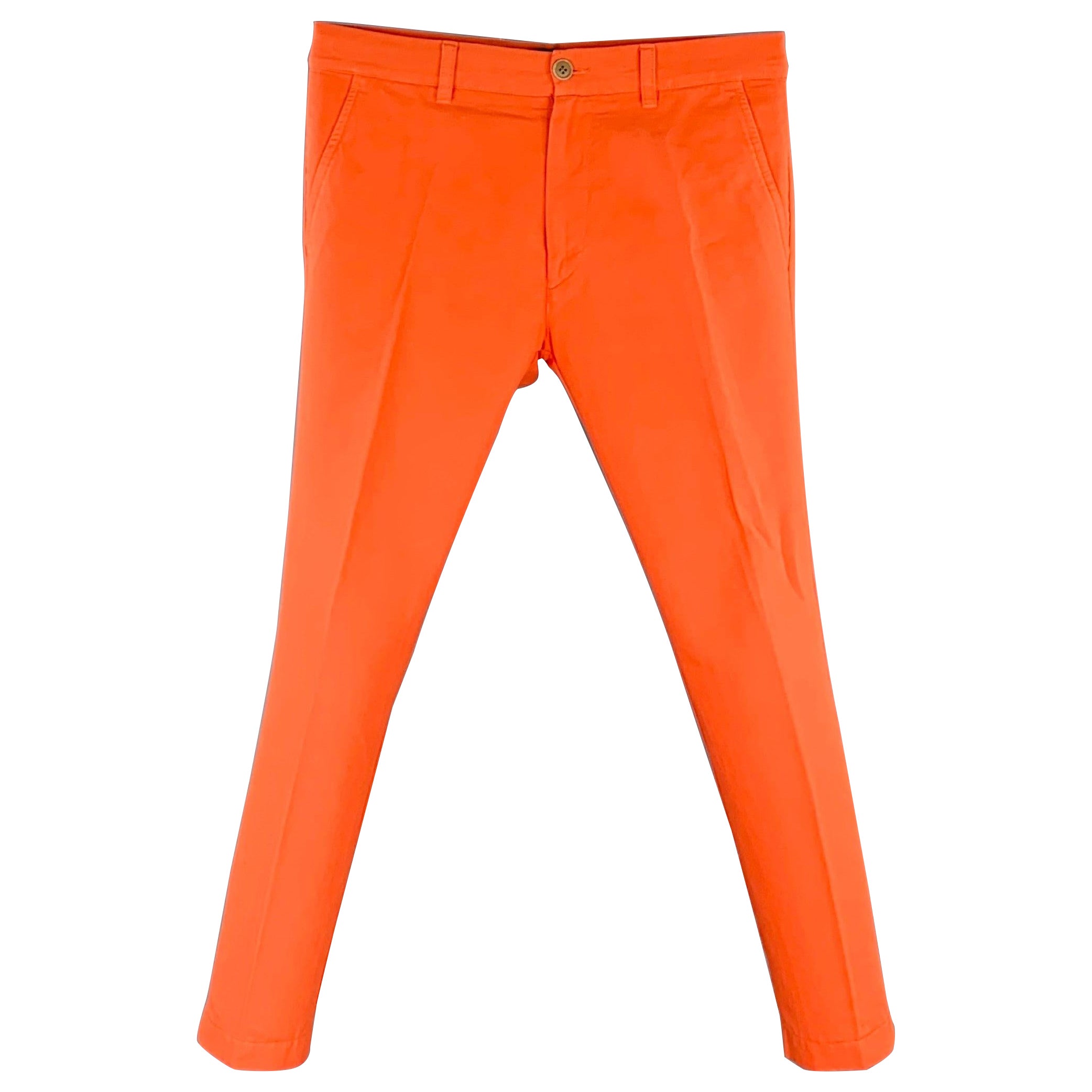 DRIES VAN NOTEN Size 32 Orange Cotton Casual Pants