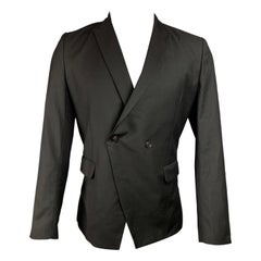 KRIS VAN ASSCHE Talla 38 Abrigo negro de lana con solapa de pico