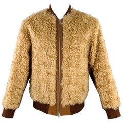 DRIES VAN NOTEN Chaqueta bomber de imitación de piel de cordero marrón tostado talla S