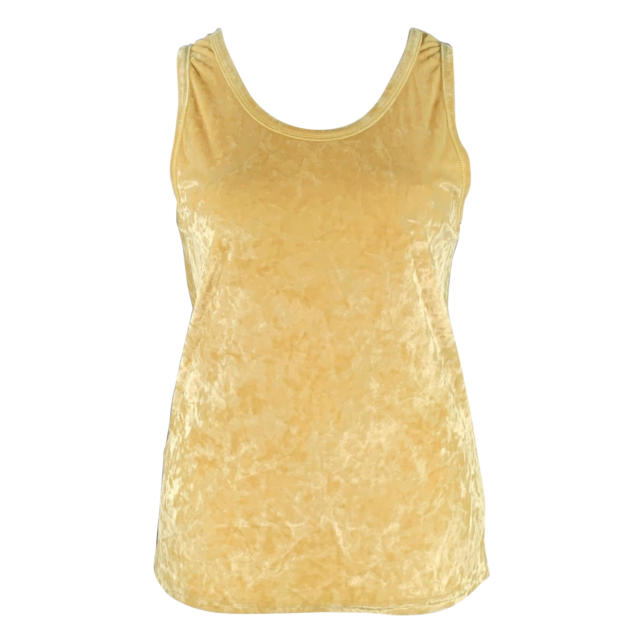 DRIES VAN NOTEN - Haut décontracté à col bénitier en velours jaune, taille L