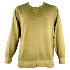 VISVIM Size L Jumbo SB Sweat Green Dyed Cotton Distressed Crew Neck Sweatshirt