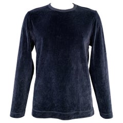 OUR LEGACY Size 42 Navy Velour Cotton Blend Crew Neck Pullover