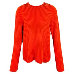 OUR LEGACY Size 40 Orange Chenille Ribbed Polyester Crew Neck Pullover