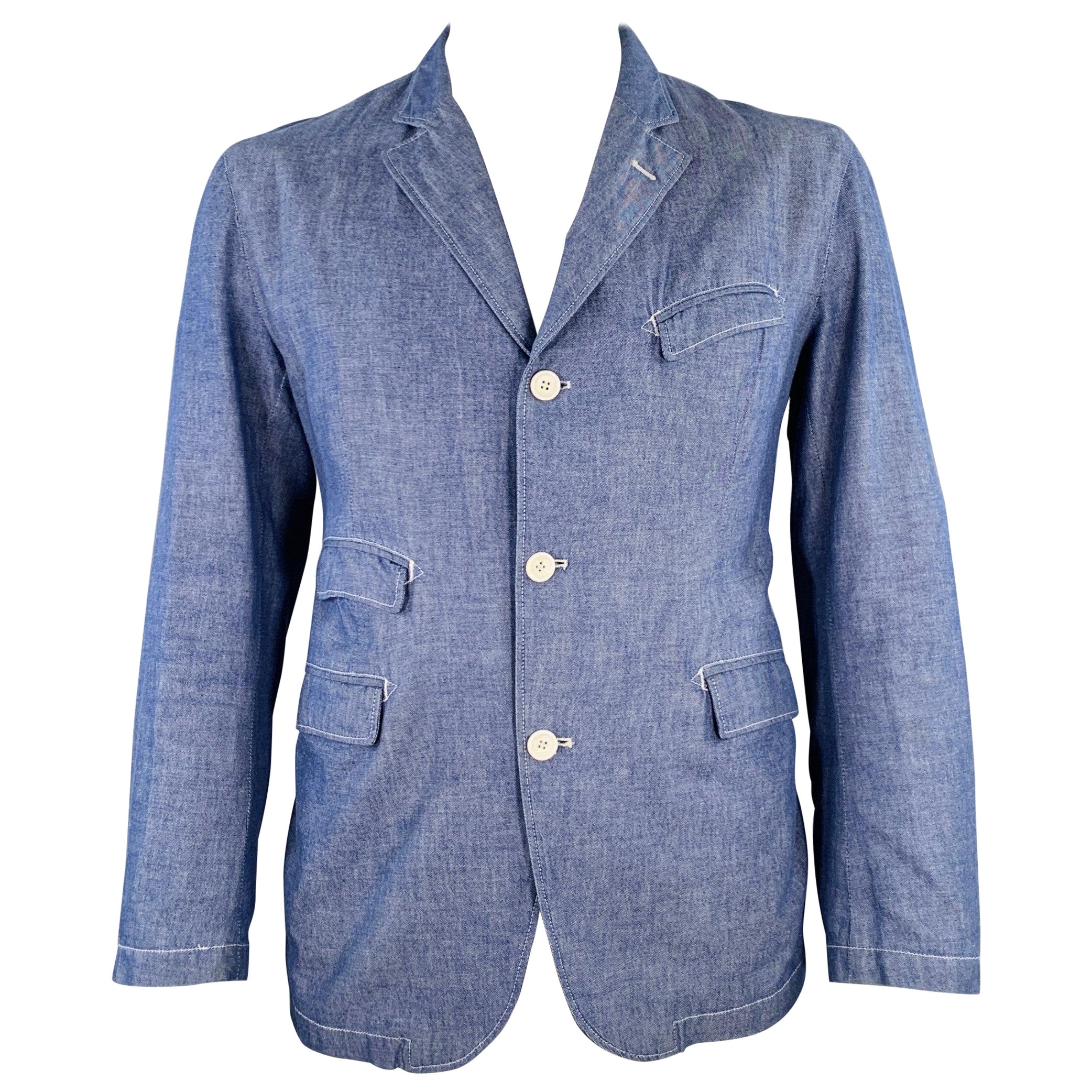 ENGINEERED GARMENTS Size XL Blue Cotton Textured Jacket For Sale
