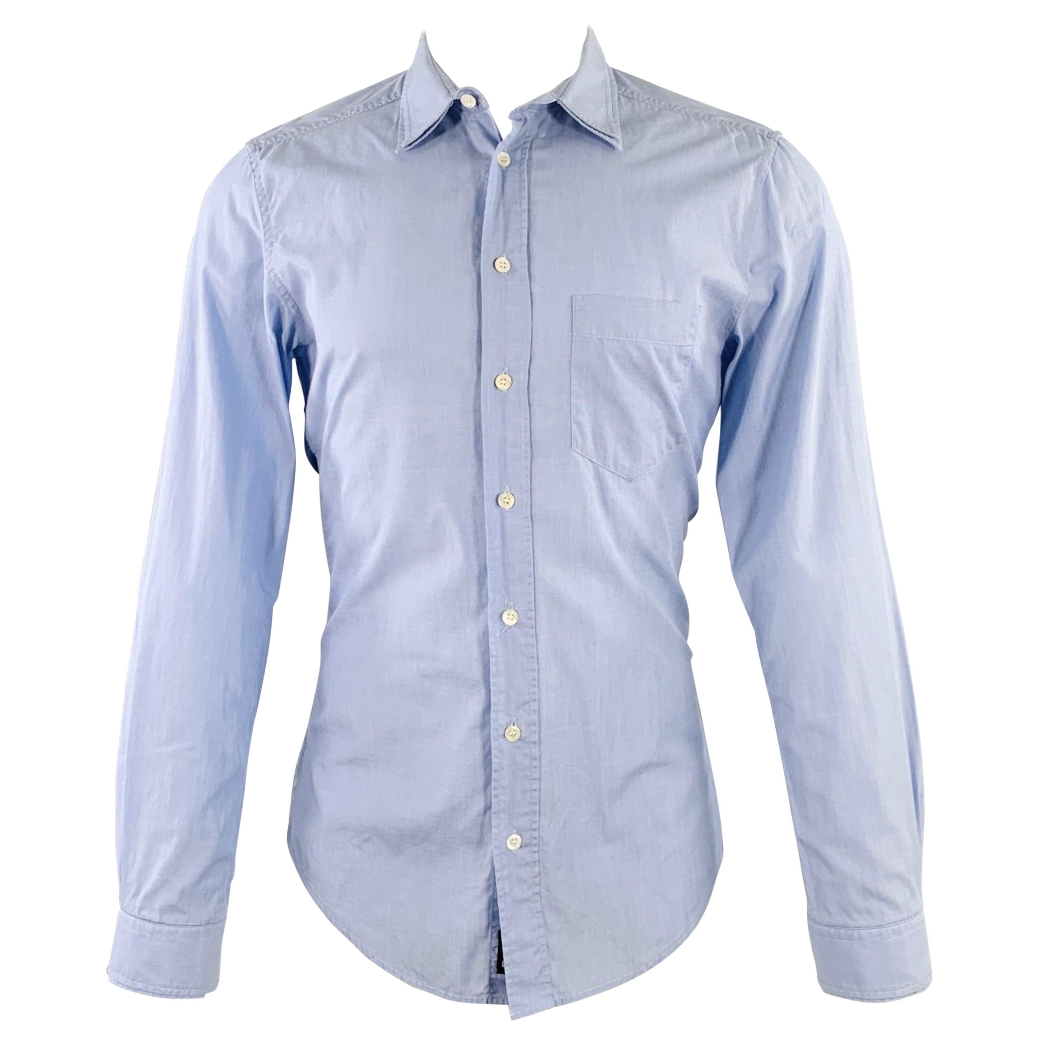 D&G by DOLCE & GABBANA Size 38 Blue One Pocket Long Sleeve Shirt For Sale