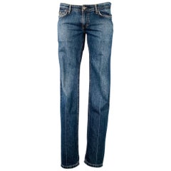 D&G by DOLCE & GABBANA Taille 35 Blue Contrast Stitch Cotton Skinny Low Rise Jeans