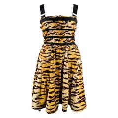 D&G by DOLCE & GABBANA Size 12 Yellow Black Cotton Blend Tiger Two Pockets Dress