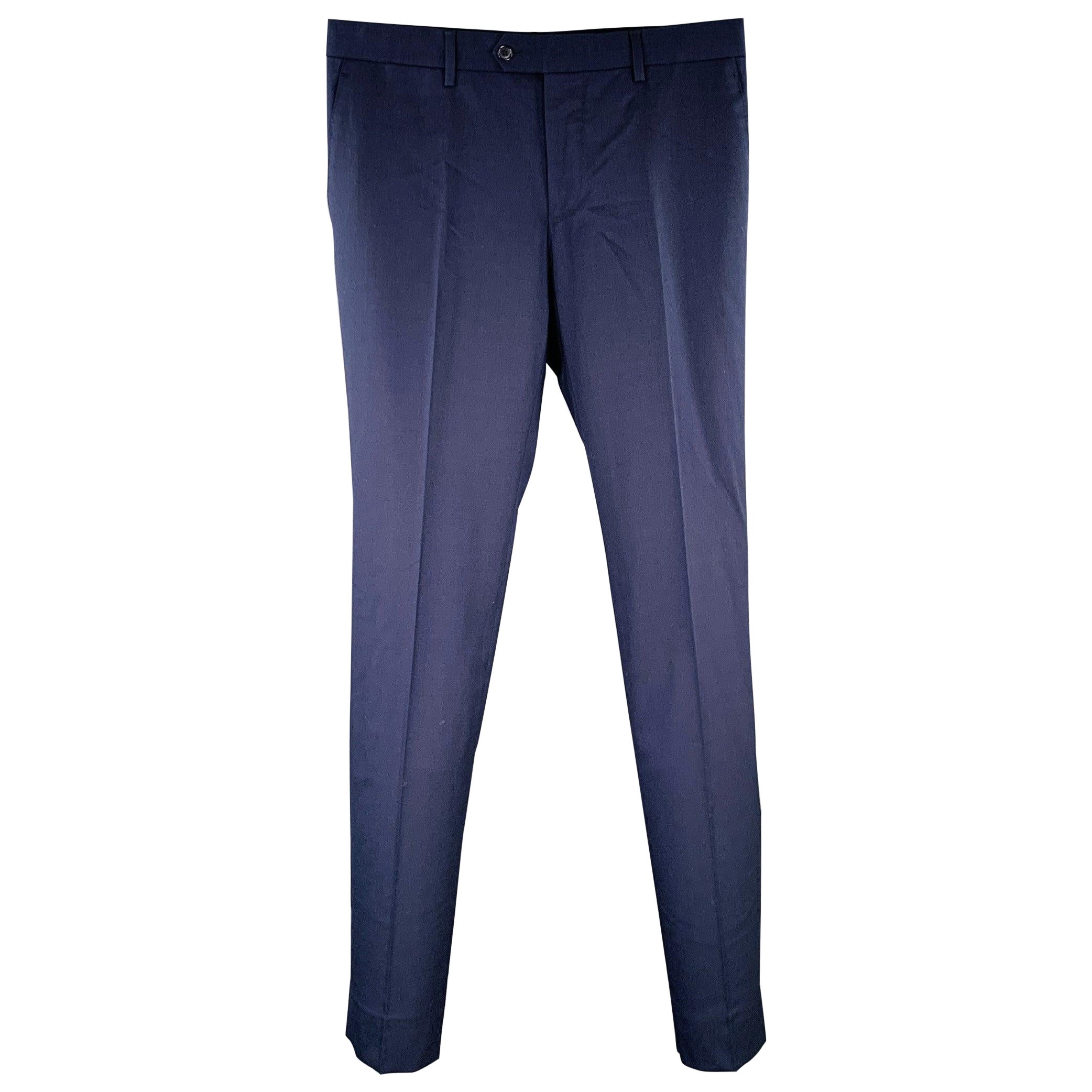 Lardini taglia 32 Pantaloni da sera in misto lana con zip e moschettone