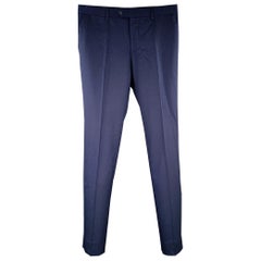 LARDINI Size 32 Navy Wool Blend Zip Fly Dress Pants