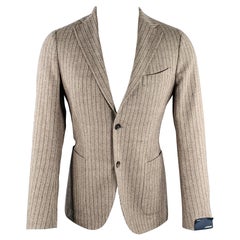 LARDINI Größe 38 Grau Schwarzer Sportmantel mit Fischgrätenmuster aus Wollmischung und Notch-Revers