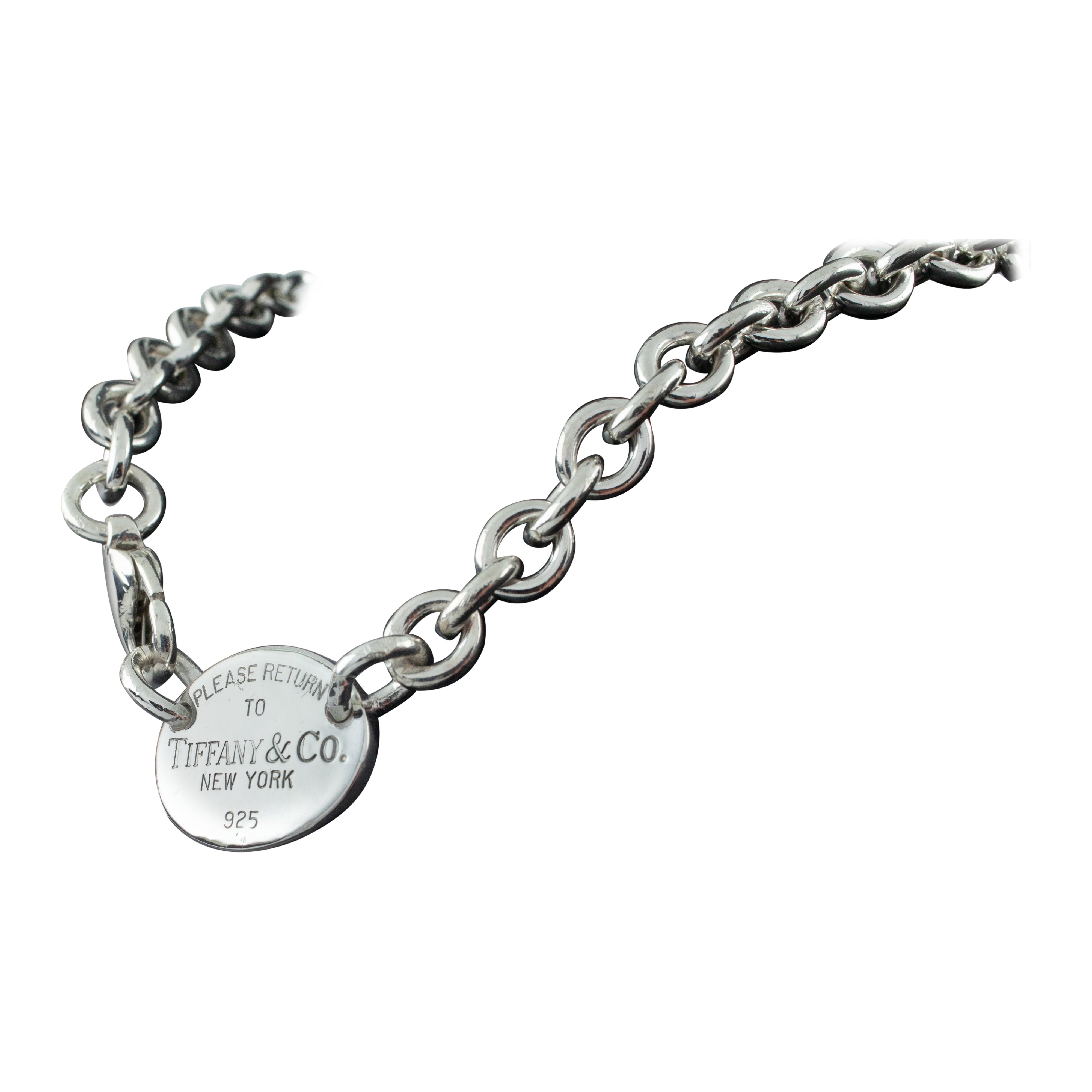 Tiffany & Co. Sterling Silver "Return to" Oval Charm Necklace, 15 Inches