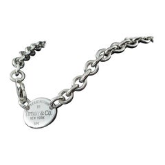 Tiffany & Co. Sterling Silver "Return to" Oval Charm Necklace, 15 Inches