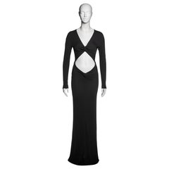 Gucci by Tom Ford Black Rayon Jersey Cutout Evening Dress, FW 2002
