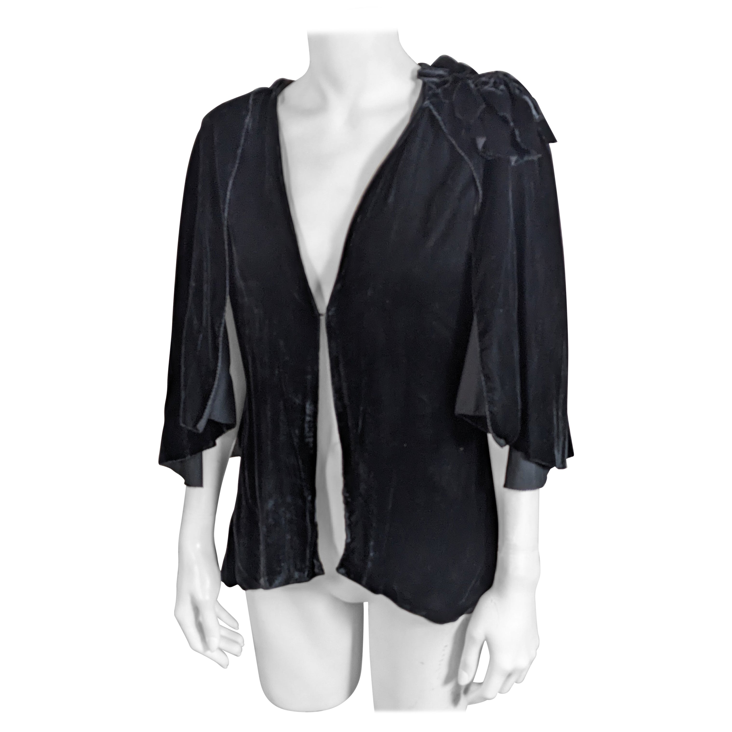 Art Deco Silk Velvet Capelet For Sale