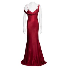 John Galliano Crimson Bias-Cut Satin Evening Dress, FW 1994