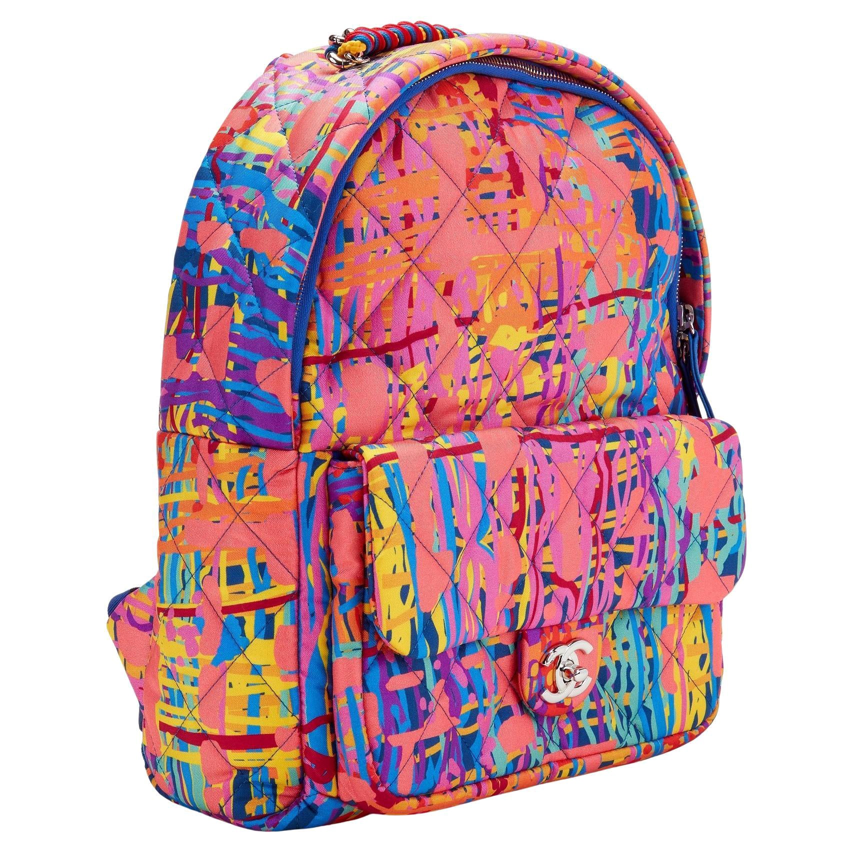 Chanel 2018 Multicolour Graffiti Medium Cloth Backpack
