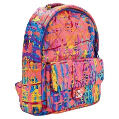 Chanel 2018 Zaino medio in tessuto multicolore Graffiti