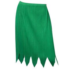 Pleats Please Green Micro-Pleated Skirt sz 5 6