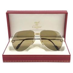 Vintage Cartier Platinum 62mm Vendome Gold Mirror Sunglasses France 18k 1983