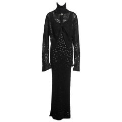John Galliano Black Metallic Knit Dress and Mohair Sweater Ensemble, FW 2000