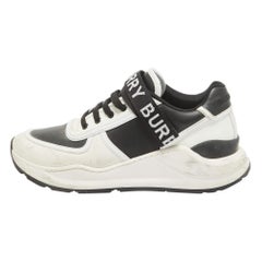 Burberry Black/White Leather Lace Up Sneakers Size 44
