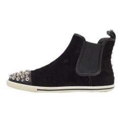 Marc by Marc Jacobs Black Suede Studded High Top Sneakers Size 37