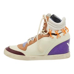 Y-3 Multicolor Leather and Mesh High Top Sneakers Size 38