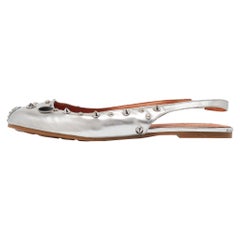 Marc by Marc Jacobs - Chaussures à bride en cuir argenté, taille 37